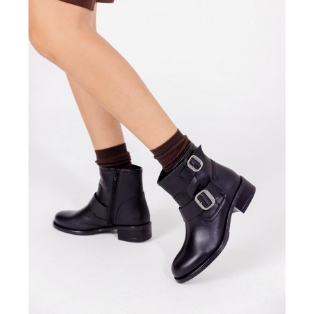 Yokono Mons Double Buckle and Zipper Ankle Boots