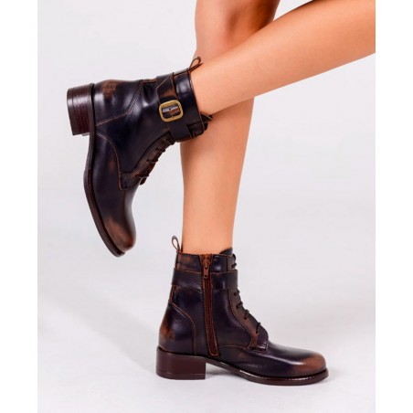 Yokono Mons Lace-Up Ankle Boots with Side Buckle