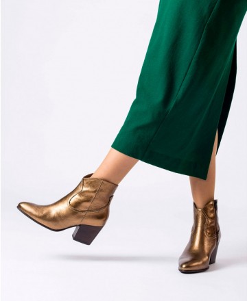 Metallic cowboy ankle boots Wonders Cane I-8912