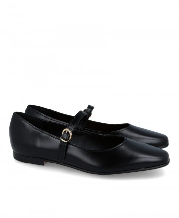 Black smooth leather ballerina Stilmoda 3485