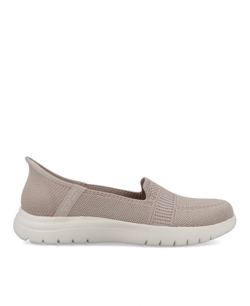 Taupe Skechers Slip-Ins OnTheGo athletic loafers
