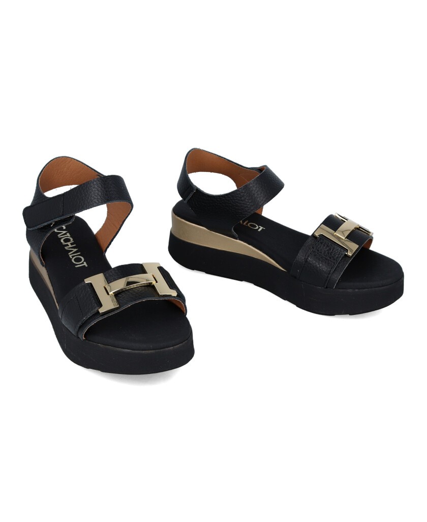 Catchalot 5672 gold link wedge sandals