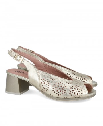 Zapato de tacó bajo peep toe Pitillos 10532